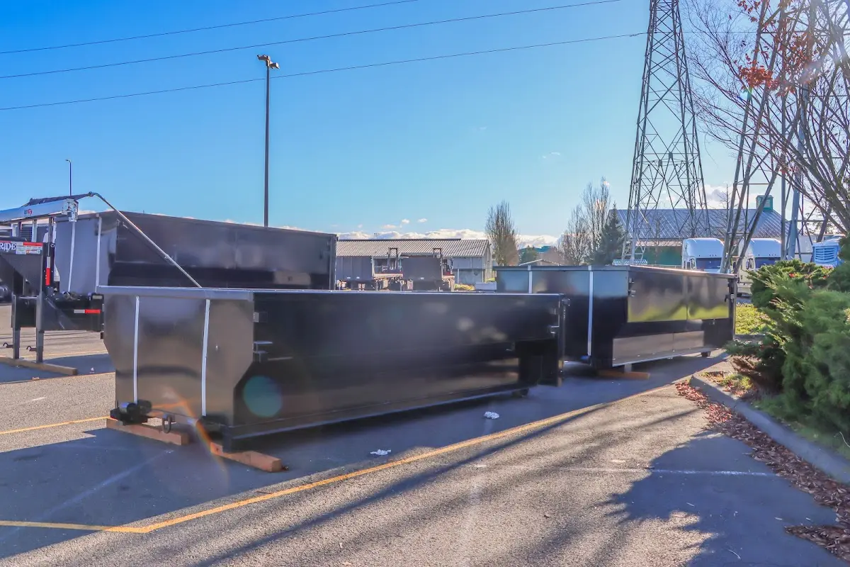 Roll-off dumpster ready for waste disposal at job site for Roofing Dumpster Rental in McAllen